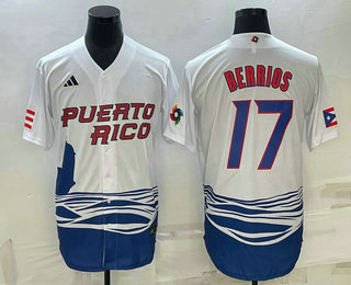 Men%27s Puerto Rico Baseball #17 Jose Berrios 2023 White World Baseball Classic Stitched Jerseys